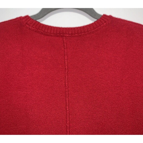J Jill Sweater Red Crew Neck Pullover Front Pockets Oversized Size XS - Picture 6 of 8